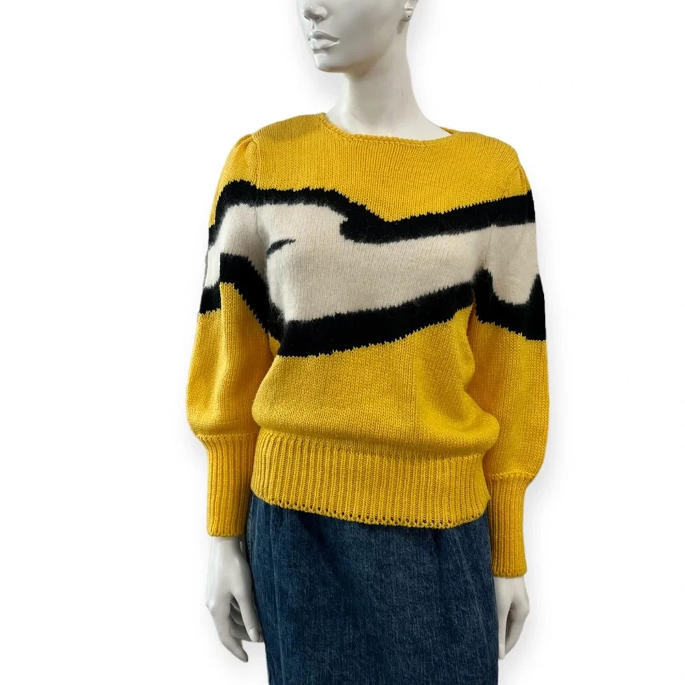 Vintage Maurada Pop Art Yellow Sweater - Picture 2 of 10